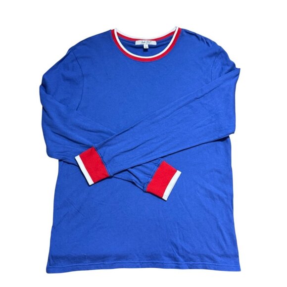 Junk Food Retro Tshirt Long Sleeve Size L Vintage 70s Style Red White Blue Cuff - Picture 3 of 10